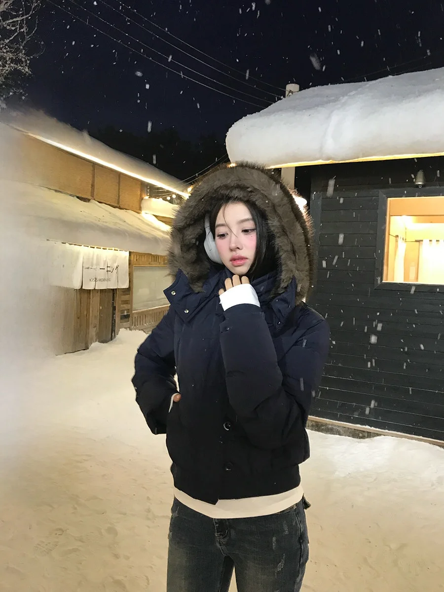 

Теплая ветрозащитная куртка American Girl из хлопка с капюшоном, утепленная, осенне-зимняя верхняя одежда для женщин, прямой крой