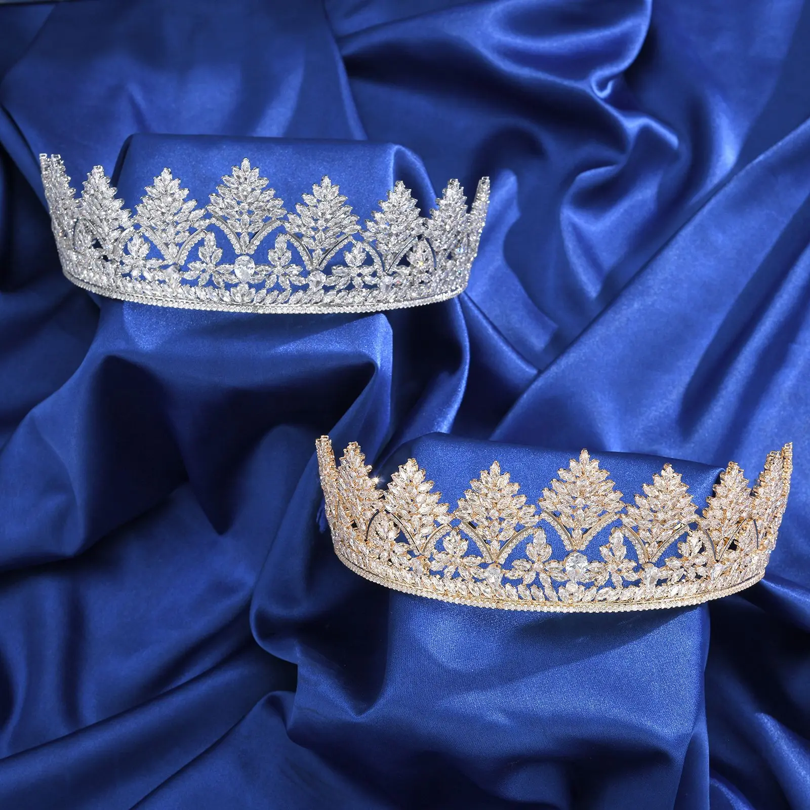 

Большие короны в стиле барокко для королевы, цирконий, CZ, королевская свадебная тиара, корона для театрализованного представления Quinceanera, вечерние свадебные украшения для волос, головной убор