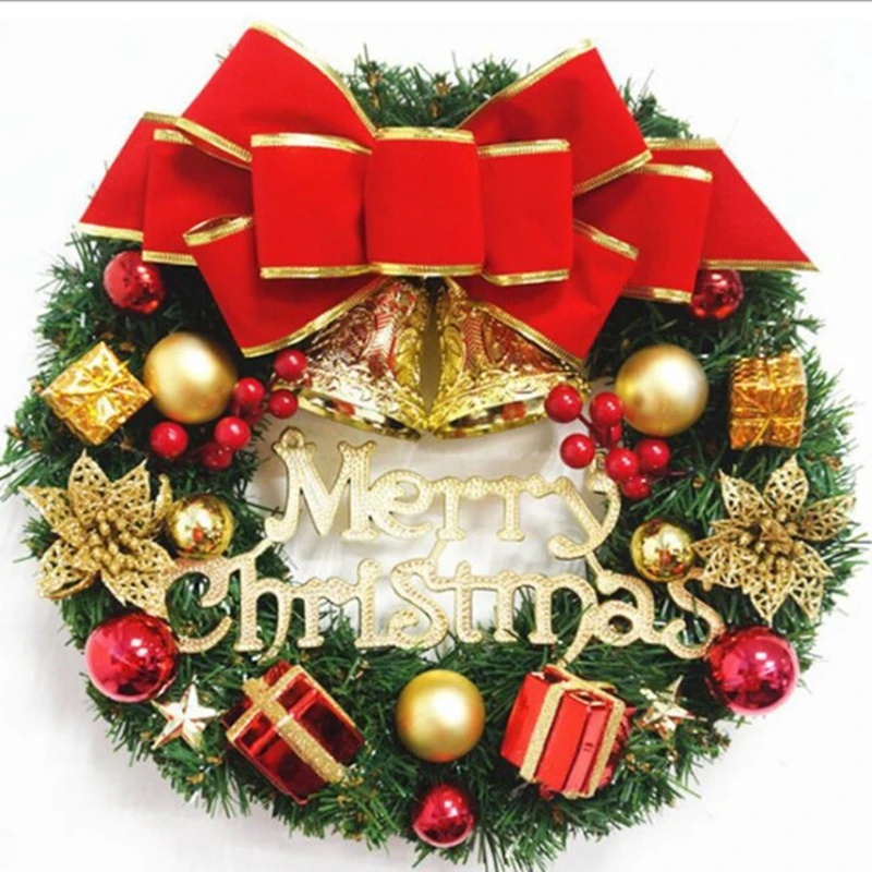 30CM Christmas Decoration Garland Front Door Window Decoration Christmas Wreath Pendant Ornament Navidad New Year Party Supplies