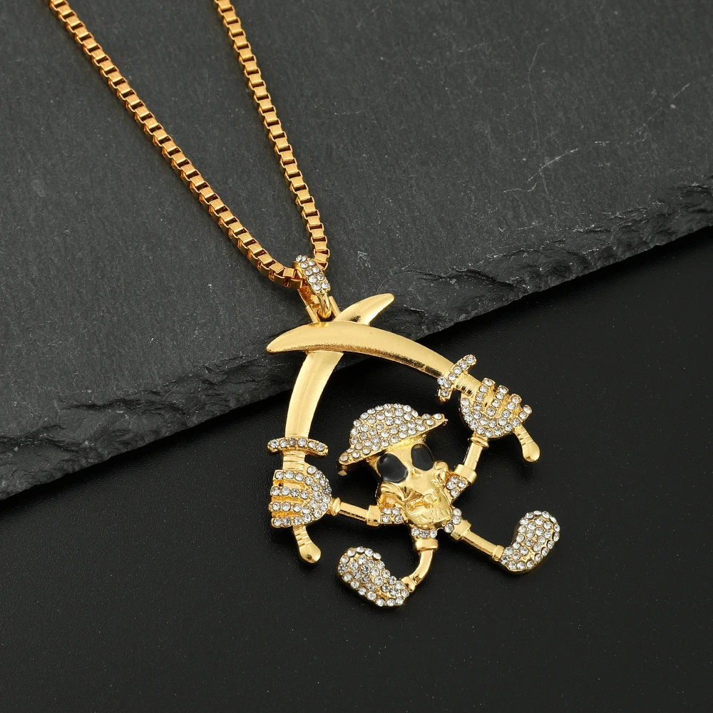 Stylish Minimalist Skeleton Knife Pendant Necklace with Zircon Inlaid Diamond - Unique Personality Jewelry Accessory
