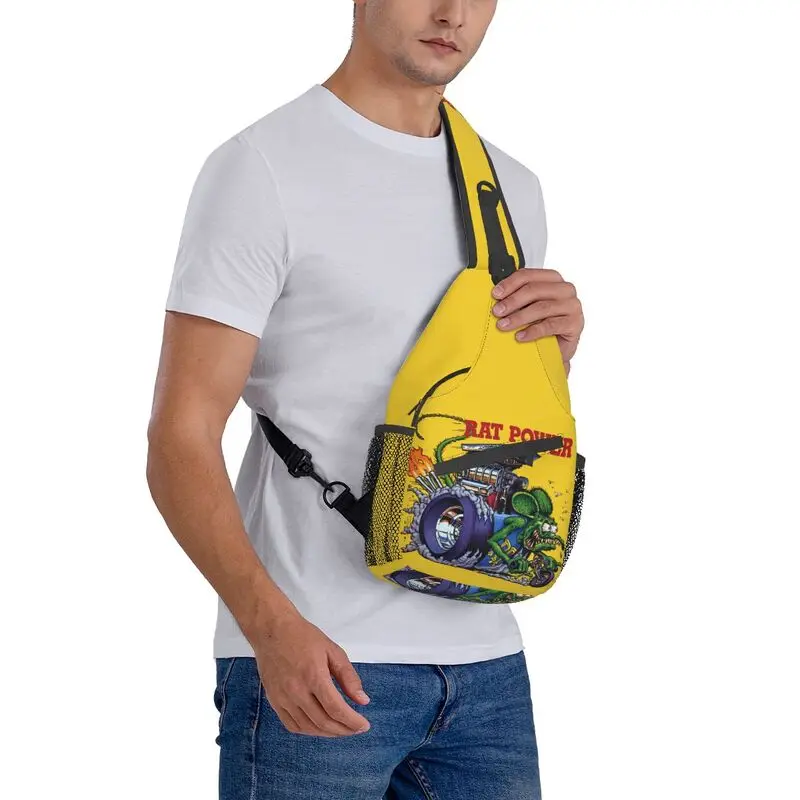 Saco de peito masculino Anime Cartoon Rat Fink Sling, Crossbody Bag, mochila de ombro legal para caminhadas