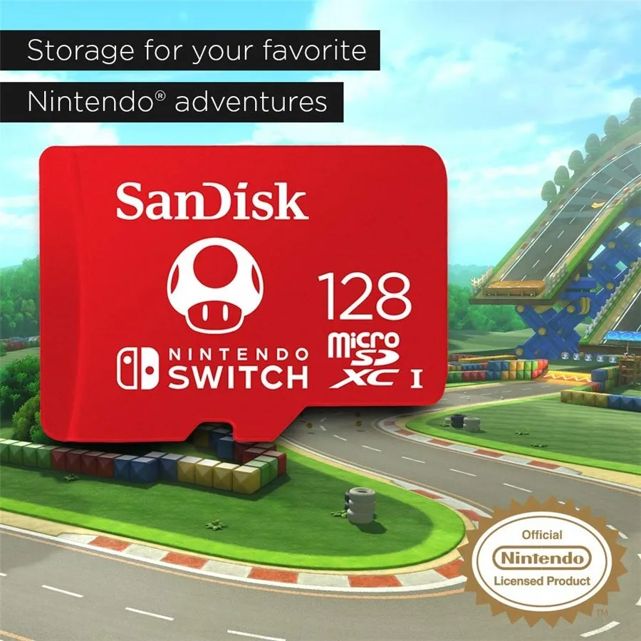 100% Nowy styl Oryginalne karty pamięci SanDisk 128GB 64GB 256GB micro SDXC UHS-I do kart Nintendo Switch TF z adapterem Kamera