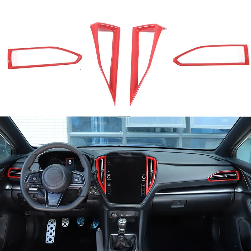 

For Subaru WRX 2021-2023 ABS Red Car Center Control Air Outlet Decorative Frame Sticker Car Interior Accessories
