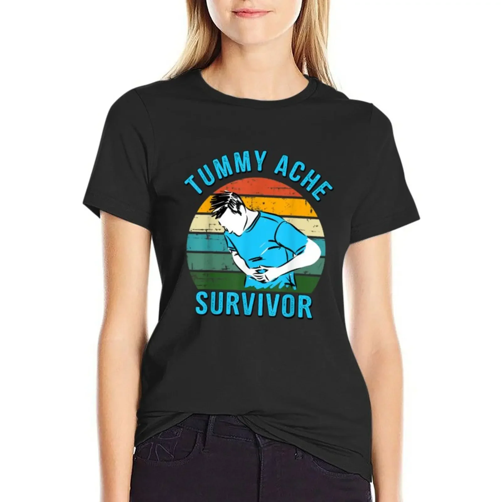 

Tummy Ache Survivor shirt T-Shirt tops sports fans aesthetic clothes customs t-shirt dress for Women long