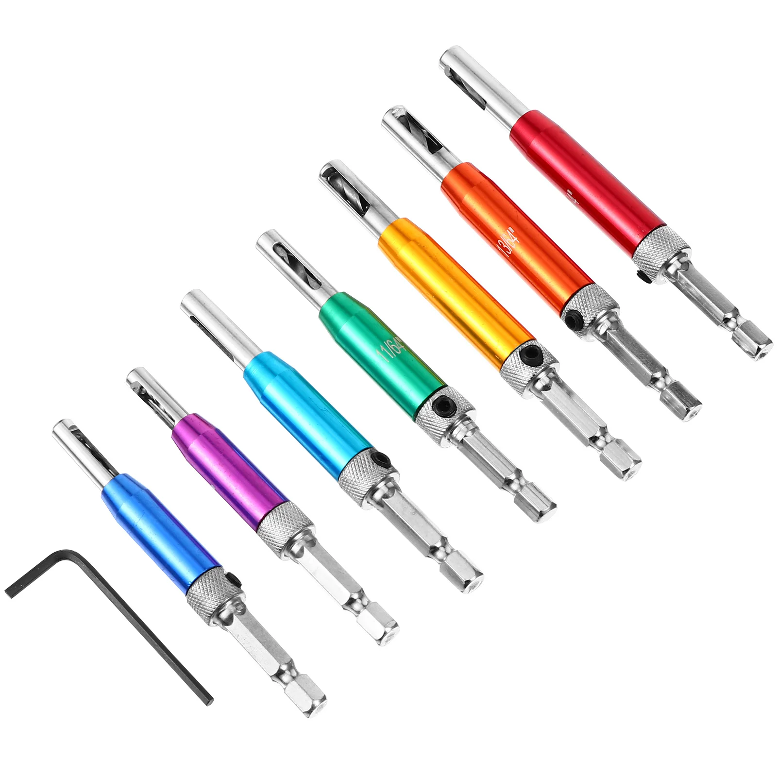 

7Pcs High-Speed Steel Drill Bit Set Accurate Punch Locator Woodworking Hinge Hole Drill for Door Cabinet Furniture Installation