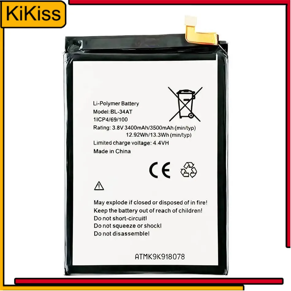 

Аккумулятор мобильного телефона 3400 мАч BL-34AT с быстрой зарядкой для Tecno K9 Plus высокой емкости