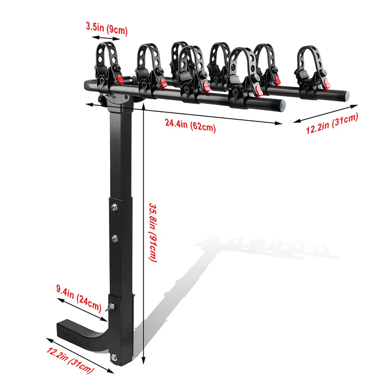 Car Mounted Bicycle Rack The Rear Suspension Bracket Can Be Adjusted To Accommodate Three Bicycle Frames Integrated Metal Frame