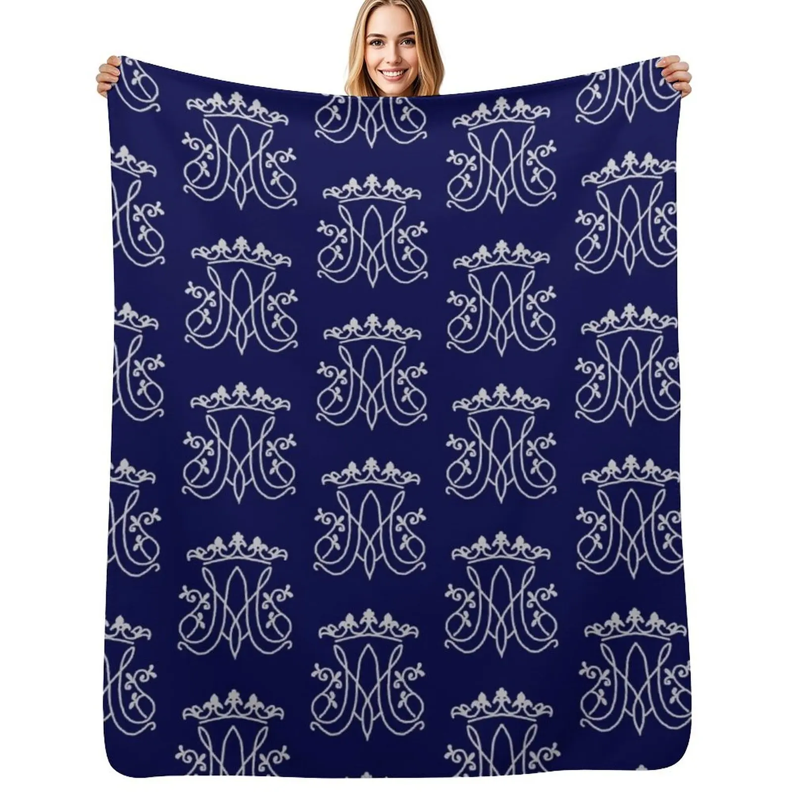 Ave Maria monogram Throw Blanket Cozy Sofa Blanket for TV Watching Napping