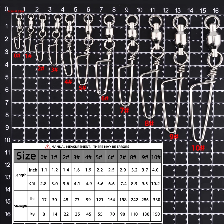 50 قطعة محمل كروي لصيد السمك مع مشبك Coastlock 0-6 #   الفولاذ المقاوم للصدأ برميل يدور هوك إغراء صندوق معالجة موصل الصيد