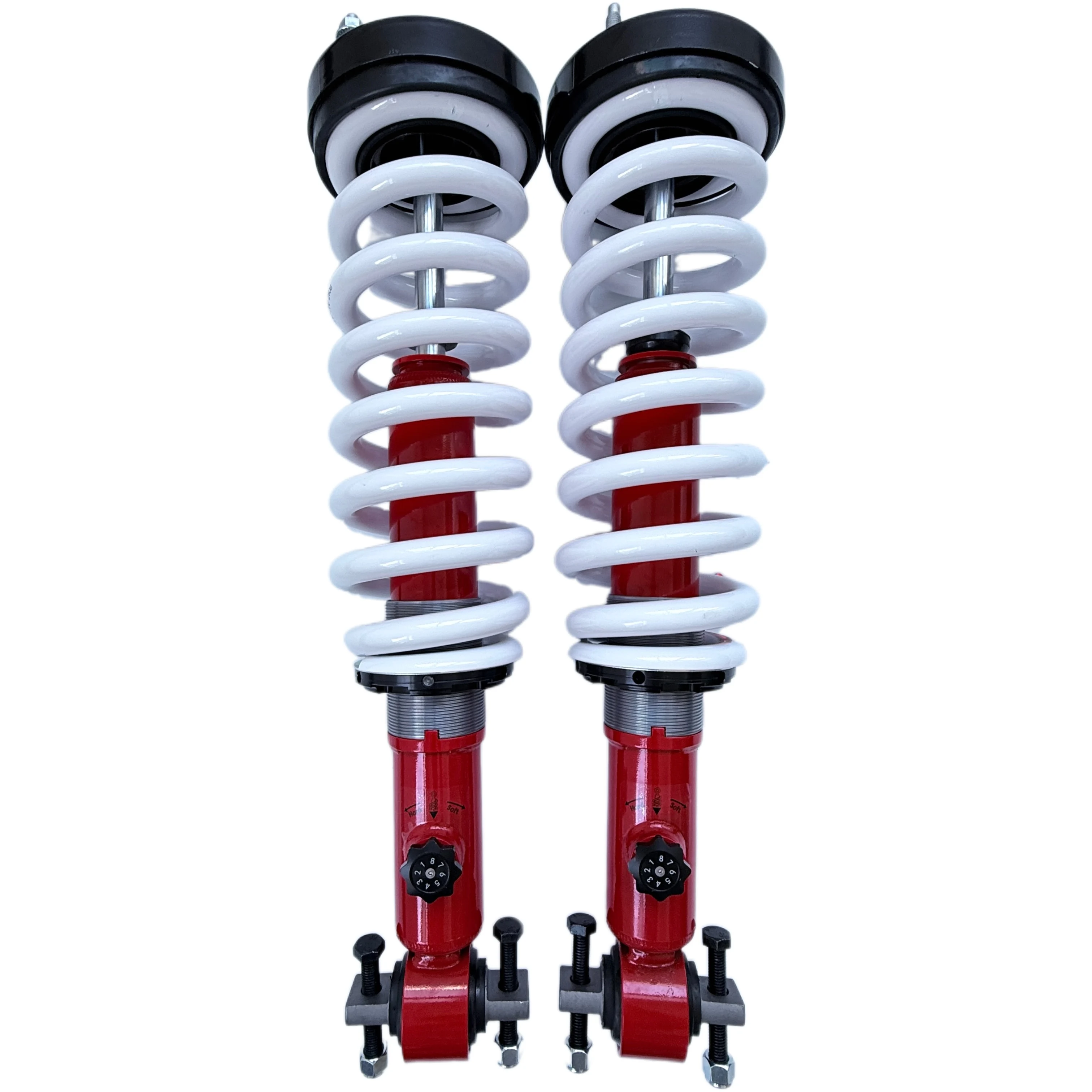 

F-150 3.5TT Shock Absorbers 2-Inch Lift With 58mm Diameter 4-Stage Adjustable Compression For Front And Rear Red Color