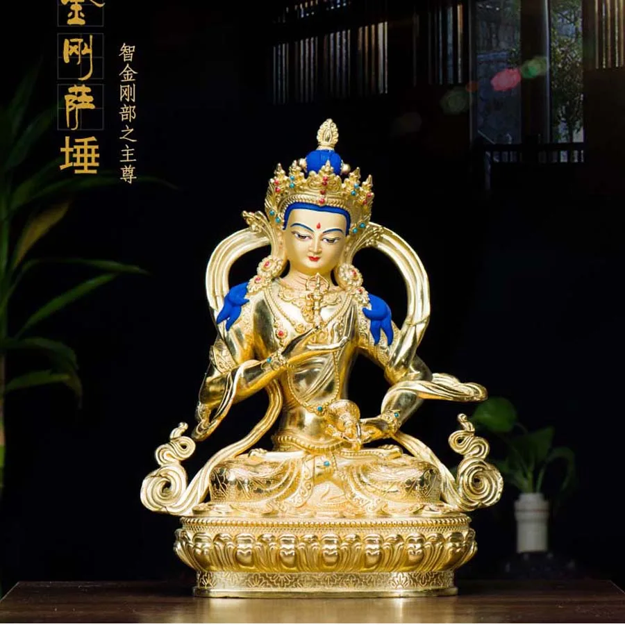 31cm large High grade gilding buddha statue Family protect safety Vajrasana Vajra bodhisattva