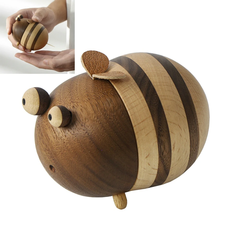 Toothpick Dispenser Wooden Cute Bee Shape Toothpick Holder Toothpick Box  Birthday Gift For Home Decor And Dining Room Decor