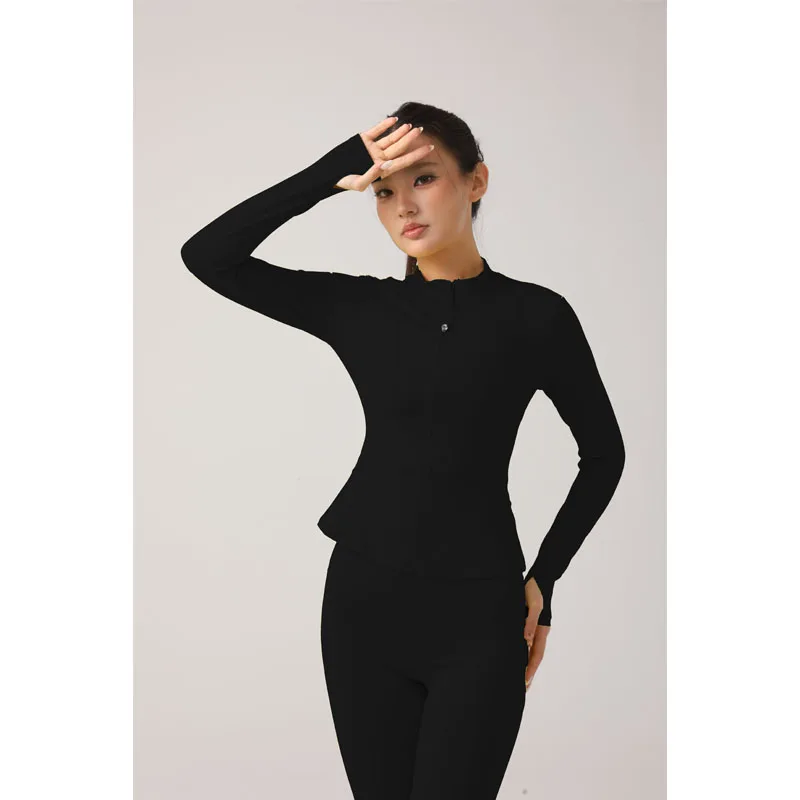 Women's Fitness Set Stand-Up Collar Long-Sleeve Yoga Top High-Waisted Leggings Running & Fitness Set