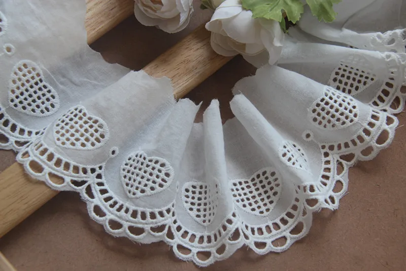 5Yard/Lot Baumwolle Pfirsich Herz Hohl Stickerei Spitze Trim 8CM Breite DIY Kleidung Kleid Sofa Vorhang Stoff genäht Zubehör – Detail 1