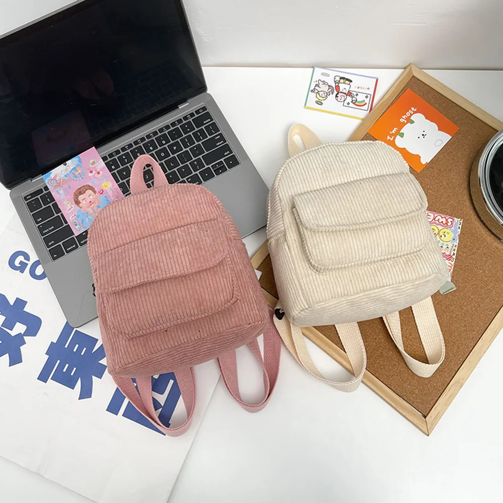 Mini mochila de pana para mujer, morral pequeño de Color sólido, sencillo, informal, para viaje, 2022