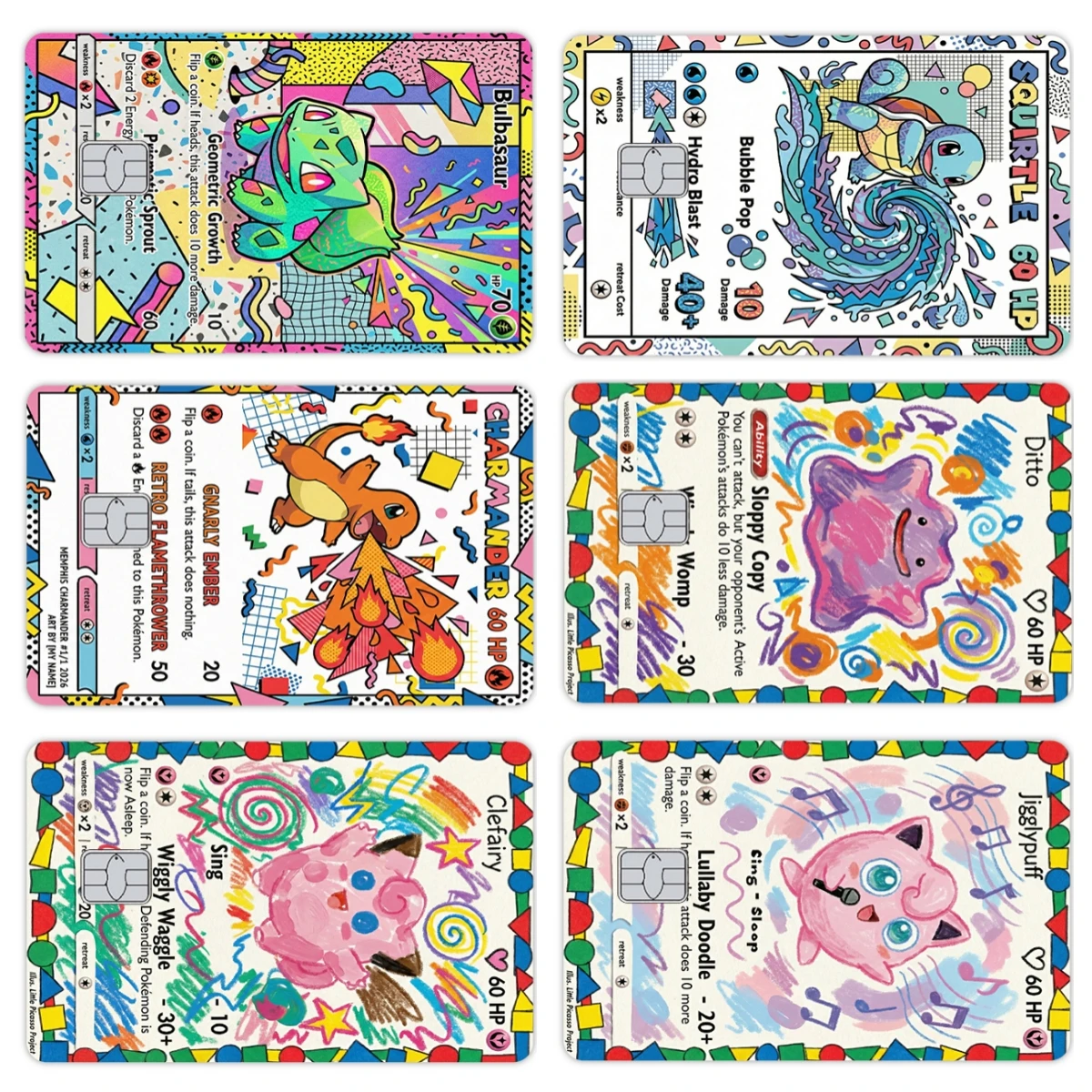 

Cartoon Jigglypuff Mimikyu Squirtle Bulbasaur Credit Card Stickers Debit Bank Card Protective Film Cover Decal Big Small No Chip