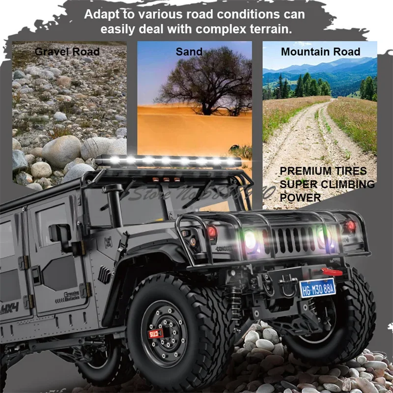 Professional 1:10 Metal Remote Control Pickup Truck 16CH 4WD Off Road Differential Lock Brake Mode Smulate Smoke Light RC Truck