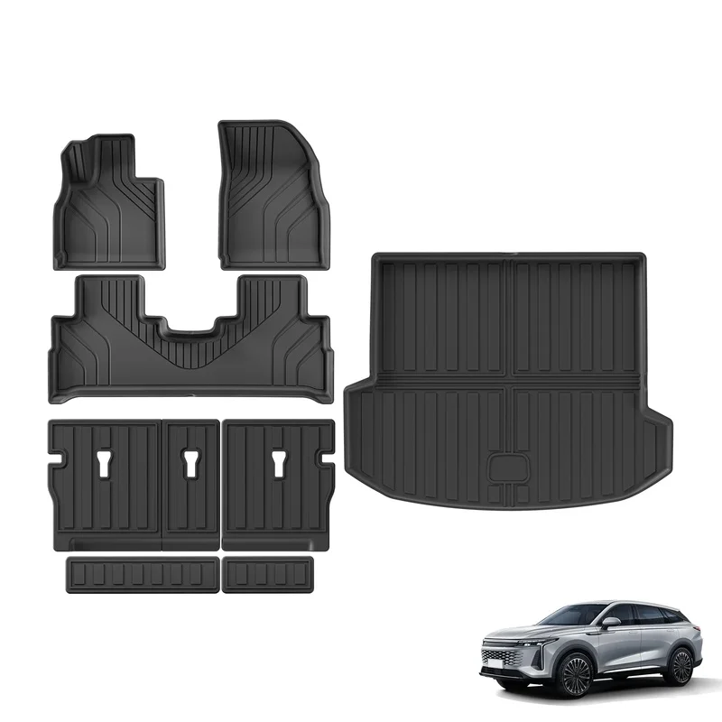 Use for Chery EXEED RX 2023-2026 Fuel Version Without Subwoofe Car Floor Mats Cargo Liner Trunk Pad TPE BLACK