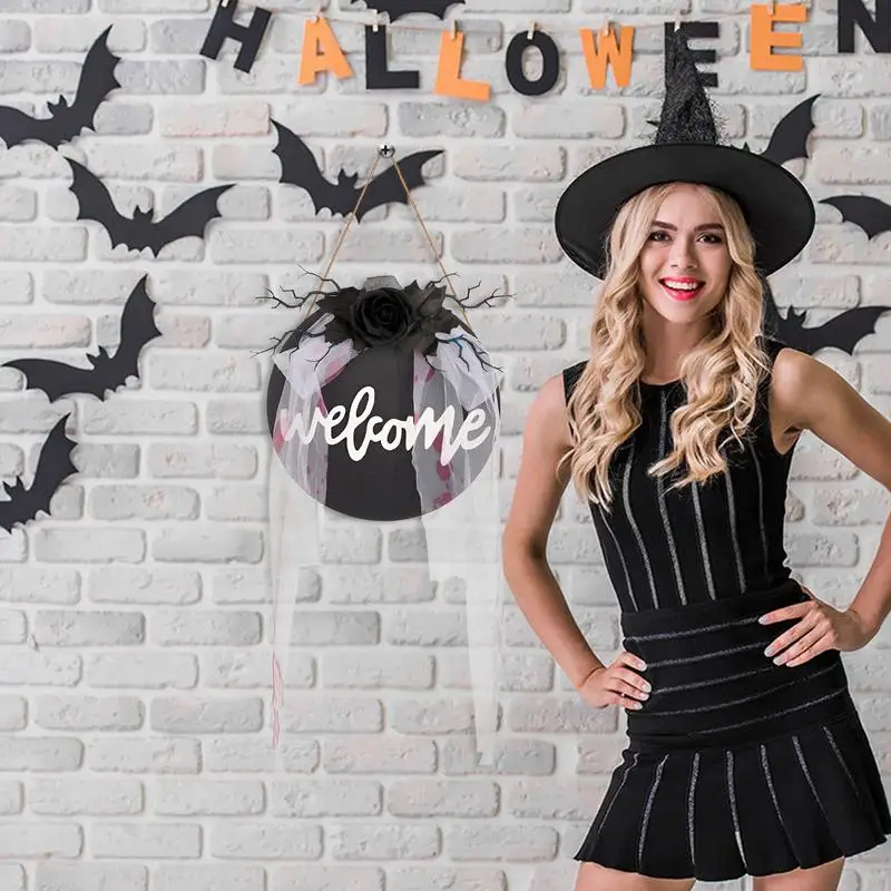 Halloweenowy znak na drzwi wejściowe Horror Halloween Drewniany znak ścienny Rustykalny znak Halloween Dekoracje Drewniany znak na drzwi Dekoracje do wnętrz