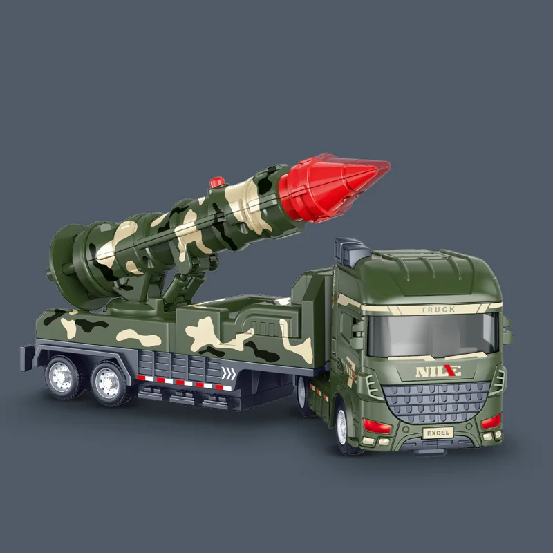 Inertia Large Children\'s Toy Car Simulation Military Car Missile Launch Rocket Car Simulation Military Car Model Birthday Gift