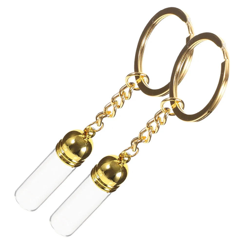 

2Pcs Refillable Transparent Glass Perfume Bottles Travel Size Leak Proof Keychain Small Glass Vials Essential Oil Container