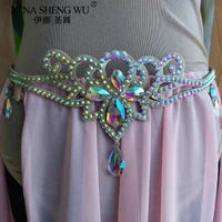 Cadena de cintura para mujer, cinturón para danza del vientre, traje de baile, traje con diamantes de imitación para actuación de danza del vientre, 68 y 75cm