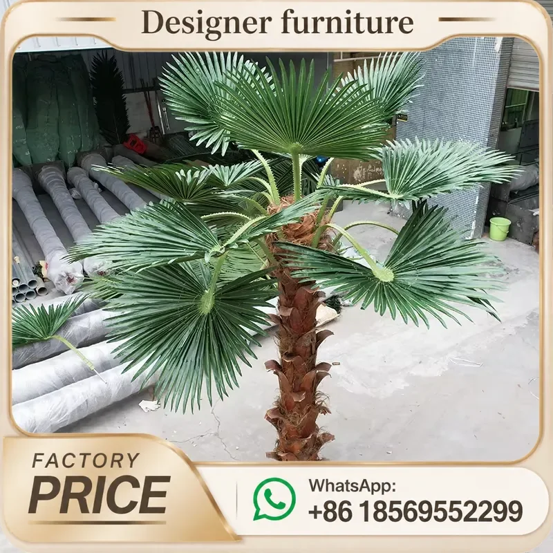 For 3.5m Artificial Palm Tree UV Protected Fake Fan Palm Leaves Indoor Outdoor Decoration Large Realistic Plant
