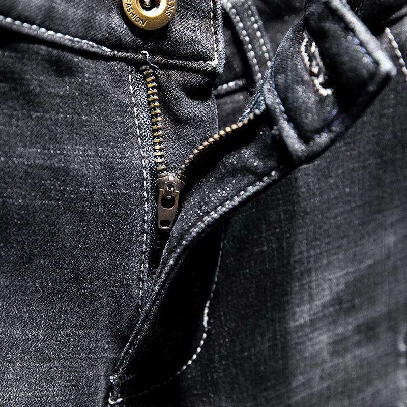 Pantalones vaqueros ajustados de invierno a la moda para hombre, pantalones vaqueros elásticos de lana a la moda para motocicleta urbana, pantalones vaqueros gruesos de Hip Hop