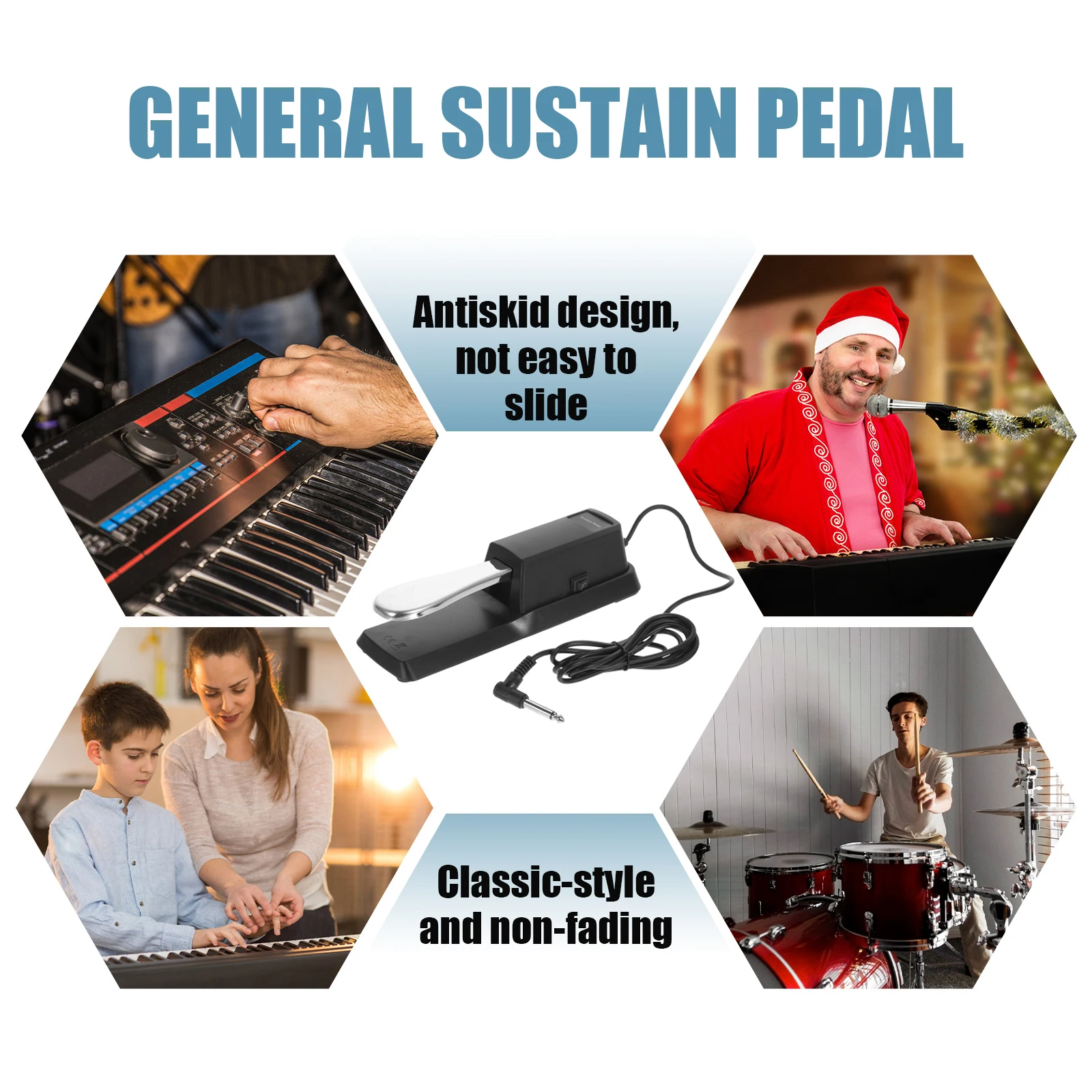 

Sustain Pedal Professional Musical Instrument Accessories Piano Foot for Keyboard Compatible with All Electronic Keyboards