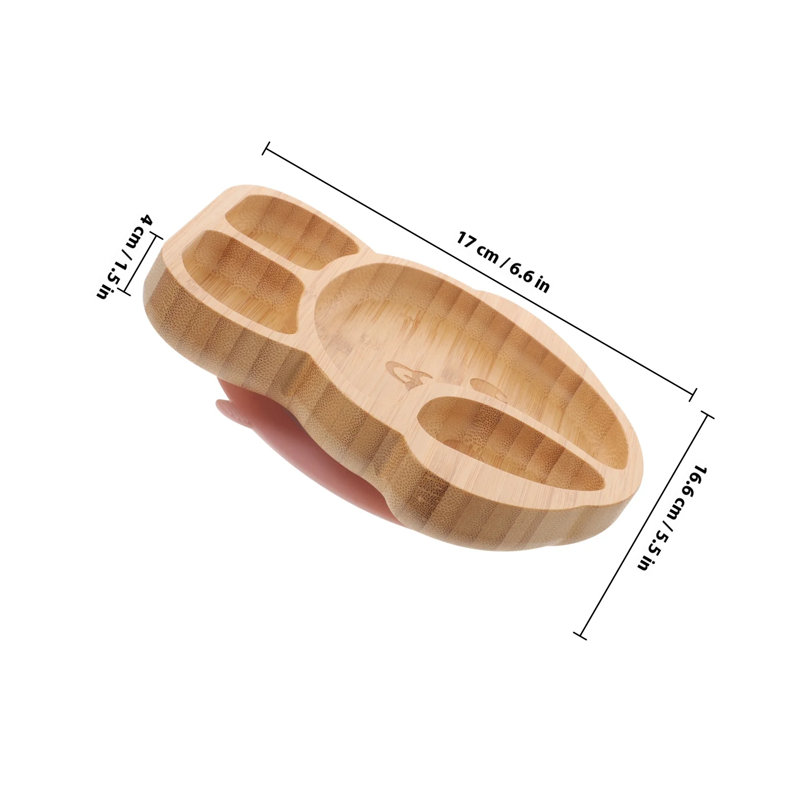 Piatto da pranzo in legno diviso Vassoio per alimenti per bambini Ventosa per alimentazione del bambino Vassoio da portata in bambù Piatto per bambini in legno Divisore per alimenti antiscivolo