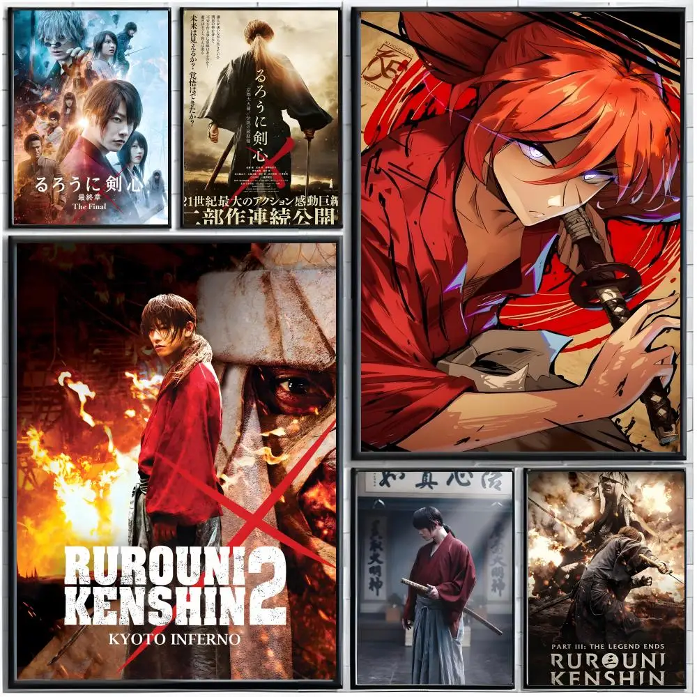 samurai anime print R-Rurouni Kenshin Poster Modern Wall Art Home Decor Living Room Decorative Print Unframed