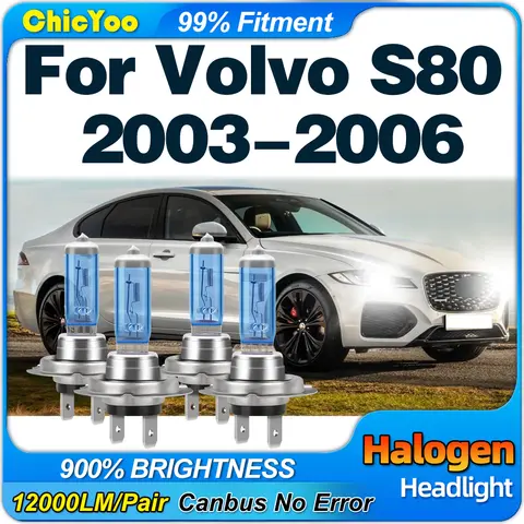 할로겐 조명 자동차 헤드라이트 전구, 플러그 앤 플레이, 볼보 S80 2003 2004 2005 2006, 24000LM, 200W, 6000K, 12V