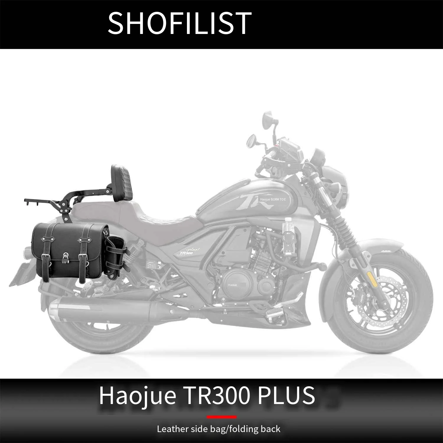 

Haojue TR300 Motorcycle Folding Backrest+tailstock Edge Bag+bracket High Carbon Steel Leather Material Motorcycle Backrest 2025