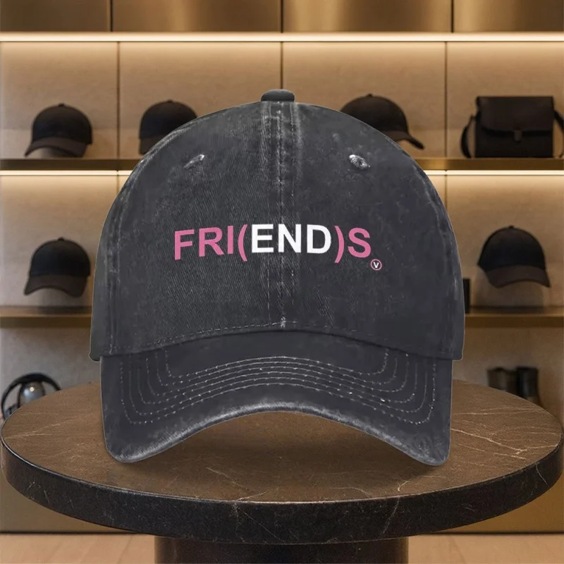 Casual Friendship Text Printed Washed Baseball Cap Unisex Fashion Hat for Daily Commuting