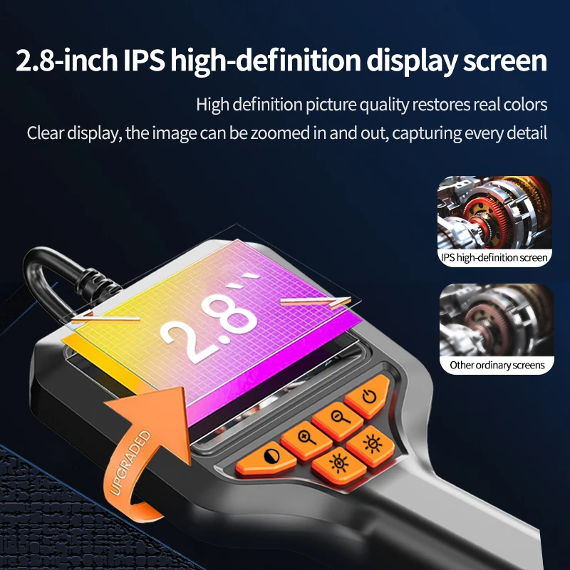 

2.8Inch IPS Screen 2MP 1080P Tris-Lens Industrial Endoscope CMOS Borescope Inspection Otoscope Camera Digital Microscope