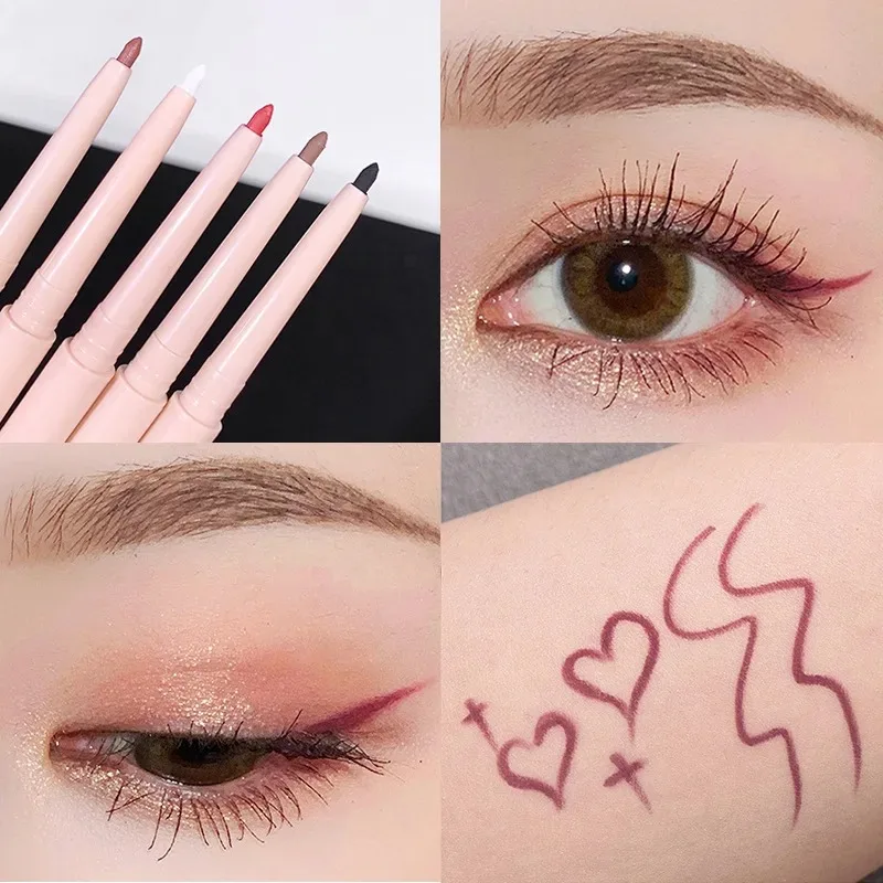 Mattes Rotbraun Eyeliner-Gel-Stift Ultra-dünn Langanhaltend Schnelltrocknend Glatt Farbenfroher Lidschatten Liegender Seidenraupen-Stift Make-up Kosmetik