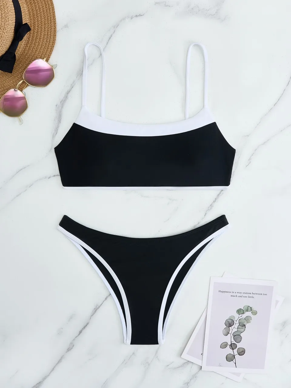 Strappy Bikini 2026 Women Sexy Thong Swimwear Female Contrast Swimsuit Bathers Bathing Swimming Suit Padded Beachwear Summer