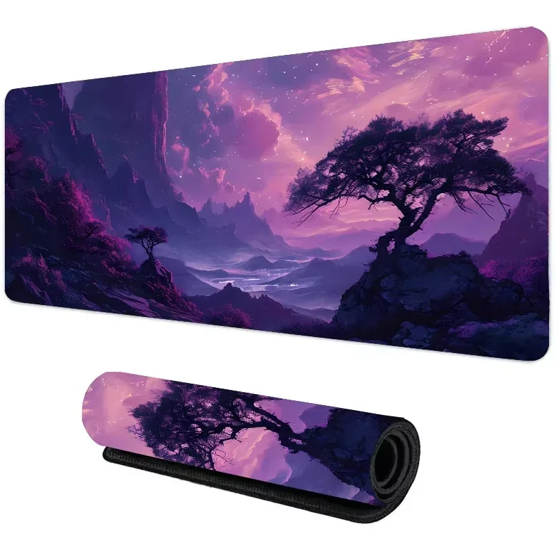Pôr do sol montanha vista silicone gaming mouse pad grande teclado topográfico mouse pad para teclado com tapete de mesa antiderrapante