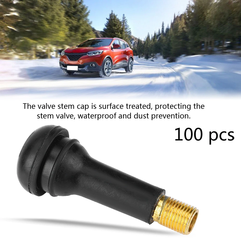 

100Pcs Universal TR412 TR413 TR414 Snap-in Car Tubeless Tyre Valve Stems Rubber Alloy Vacuum Tire Air Valve for Auto Motorcycle