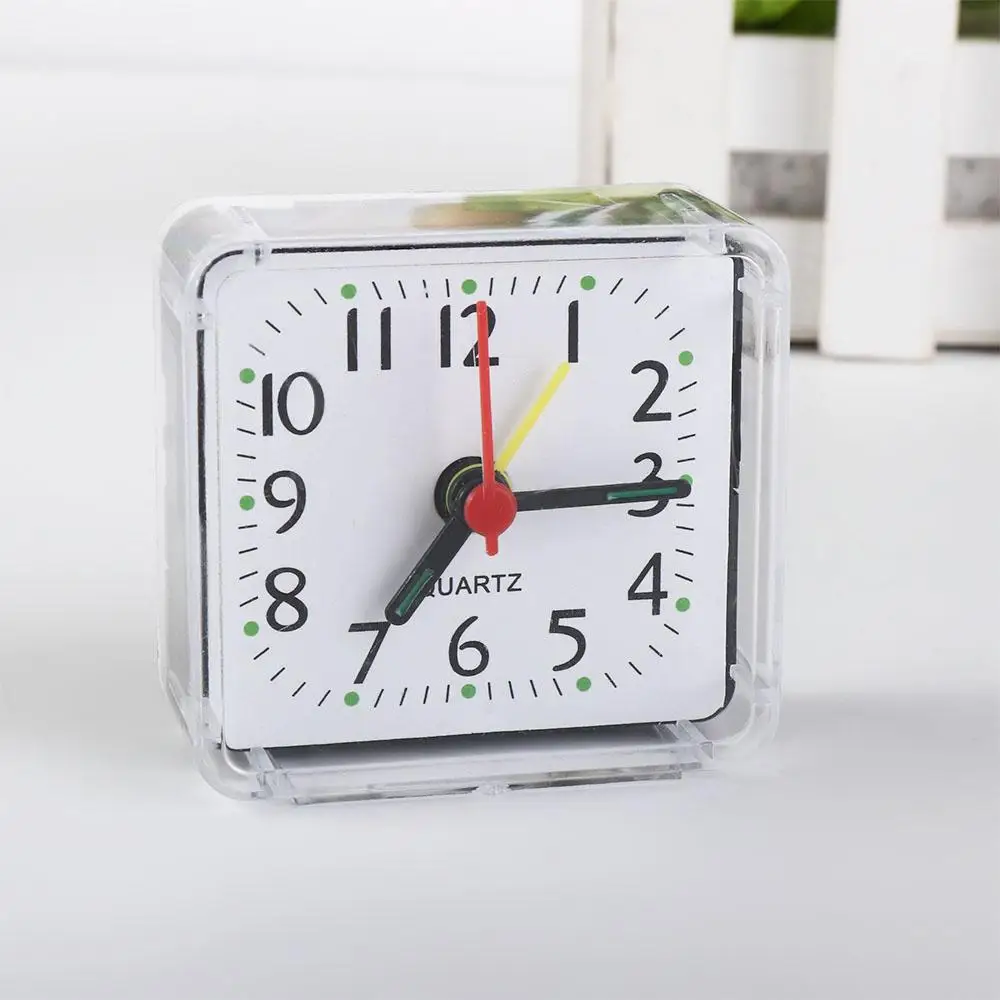 Simple Mute Square Alarm Clock Transparent Stably Stand Mini Table Clock Square Candy Color Living Room