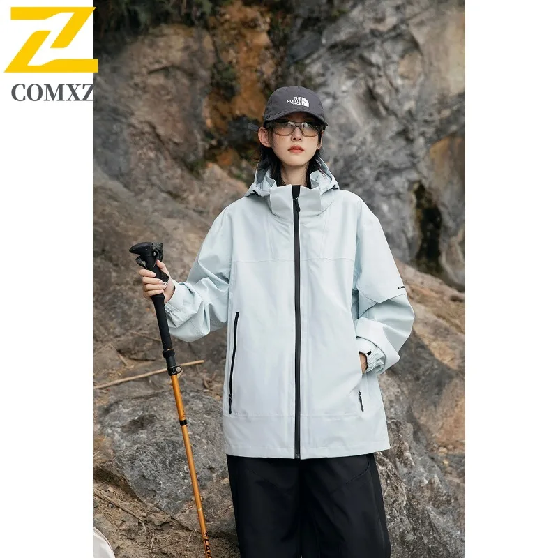 

COMXZ Neutral Jacket 2025 New Hooded Solid Color Outdoor Climbing Lightweight Windbreaker High Camping Breathable Autumn Coats