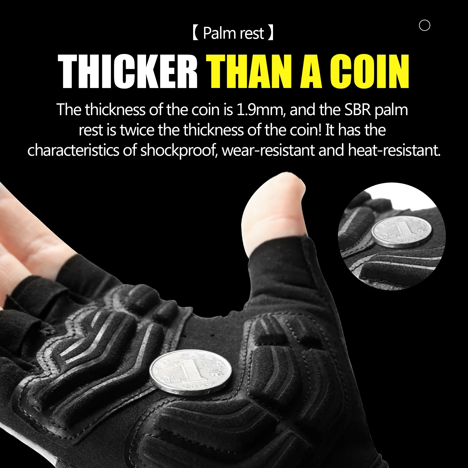 Summer Sport Cycling Gloves Black Fingerless Thicken Shock Pads SBR Anti-slip Anti-sweat Fitness Motorbike Gloves Men