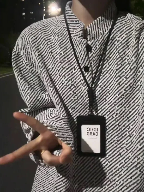 Zebra Print Collar Long Sleeve  Shirt Men's Spring Autumn Trendy High Street Button up T-Shirt Base Layer Clothing