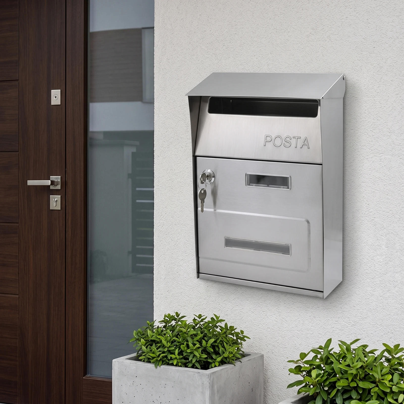 Wall-Mounted Mailbox with Lock Stainless Steel Wall-Mounted Mailbox Locking Letterbox Rust-Resistant Hardware Commercial-Grade