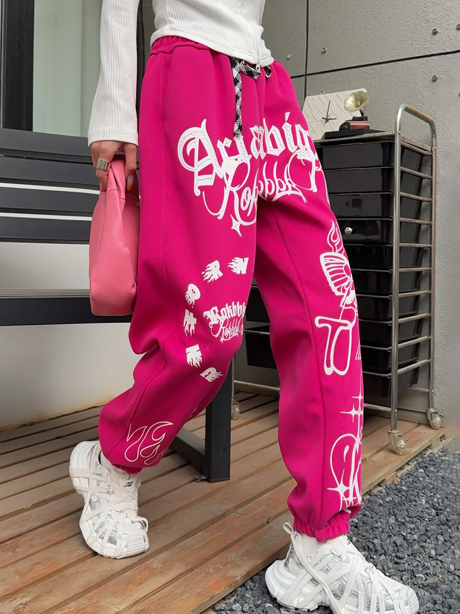 Casual Vintage Print Oversized Haren Pants Women 2025 Spring Loose Long Trousers Vestidos Hip126cm Sportpants Streetwear Y2k