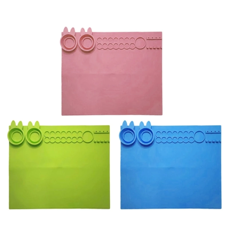 

Silicone Drawing Board with 16 Paint Tray, 7 Grids Cleaning Cup and 3 Pen Holder, Silicone Drawing Mat Pad