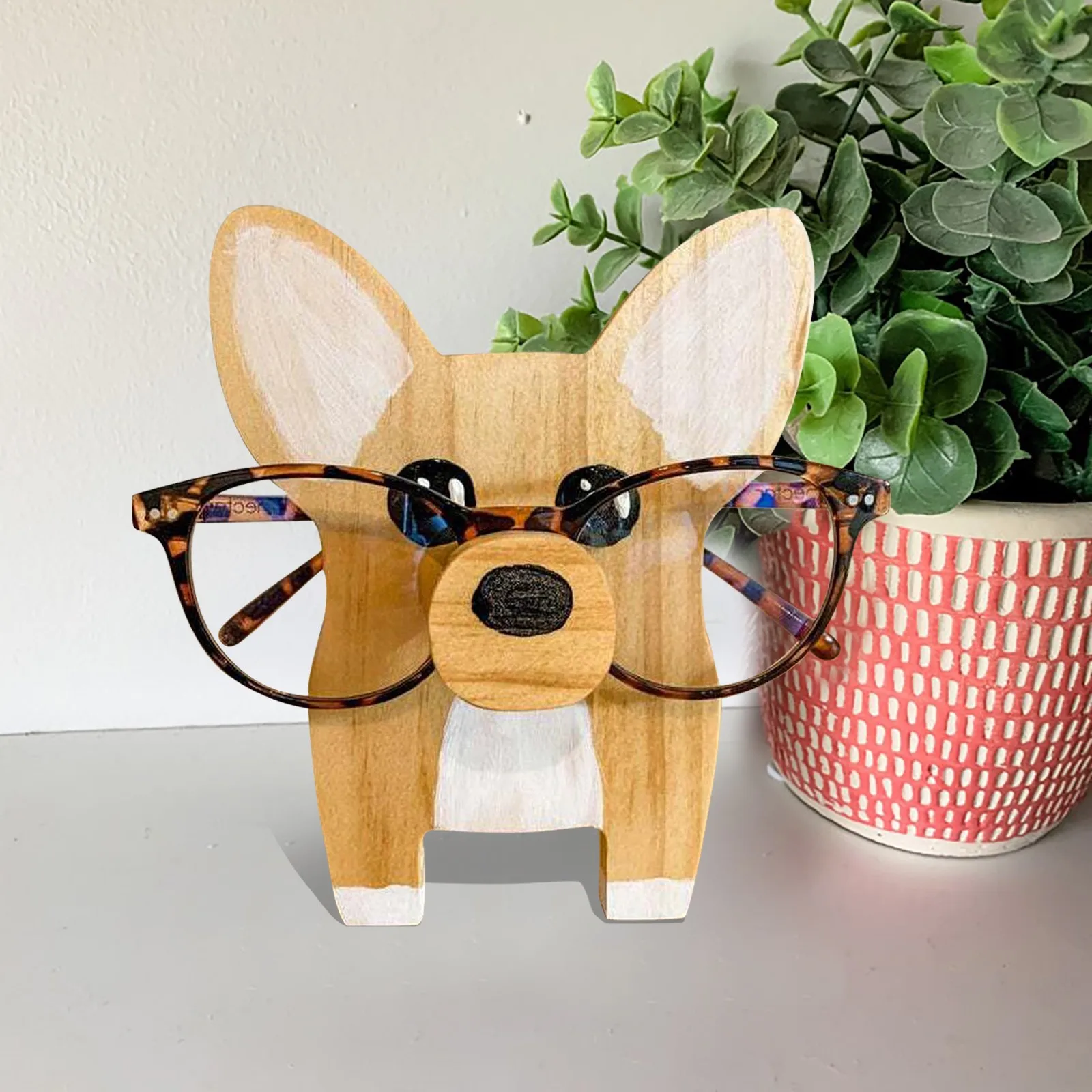 Corgi Dog Glasses Stand Christmas Gift Handmade Wooden Spectacle Holder Cute Pet Eyeglass Display Ornaments