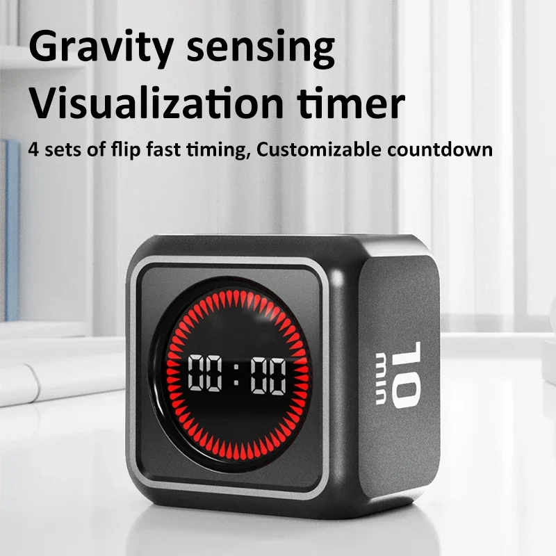 Mini Flip Timer Portable Gravity Cube Timer 5/10/25/45min 4 Preset Time Digital Kitchen Timer For Working Learning Cooking