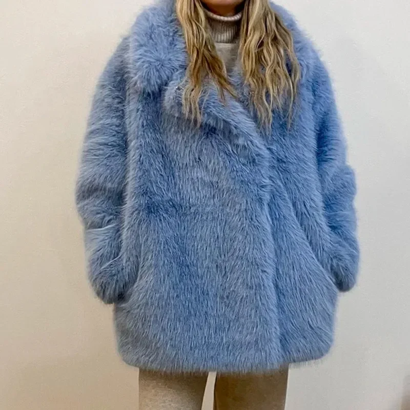 Women's Models Fall Winter Coat Faux Fur Faux Fox Fur Luxury Brand Simple Fashion Comfortable Soft Leisure Loose Environmental