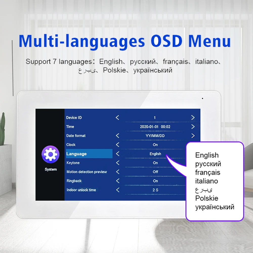 Tuya Smart 7-calowy telefon wideodomofon IP dla 4 klawiatura cyfrowa w budynku mieszkalnym z karta elektroniczna